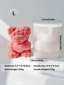 1 件心形玫瑰熊蜡烛硅胶模具 - DIY 情人节手工香薰熊工艺品，适用于家居装饰、婚礼装饰和派对礼品 - 浪漫礼物和庆祝活动的完美选择 - 白色 - 查看 26