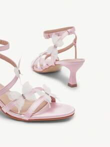 CUCCOO CHICEST 女士优雅蝴蝶水钻装饰踝带凉鞋，桃红色网眼细高跟鞋，适合鸡尾酒会、约会、婚礼、舞会、节日、海滩、万圣节、洛丽塔、生日、情人节 - 粉色 - 查看 9