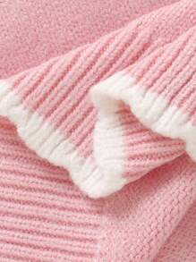 SHEIN 2pcs Baby Girls Pink And White Heart Pattern Knitted Cardigan+Pants Set,Cute Autumn Matching Family Outfit,Soft Casual Fall Winter Clothes For Infant - Pink - View 8