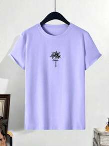 Manfinity Chillmode 男士椰子树与字母图案 T 恤