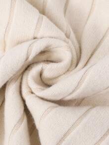 Sparklyn Camiseta casual de manga larga con cuello alto y unicolor acanalado para adolescentes, verano - Caqui - Ver 5