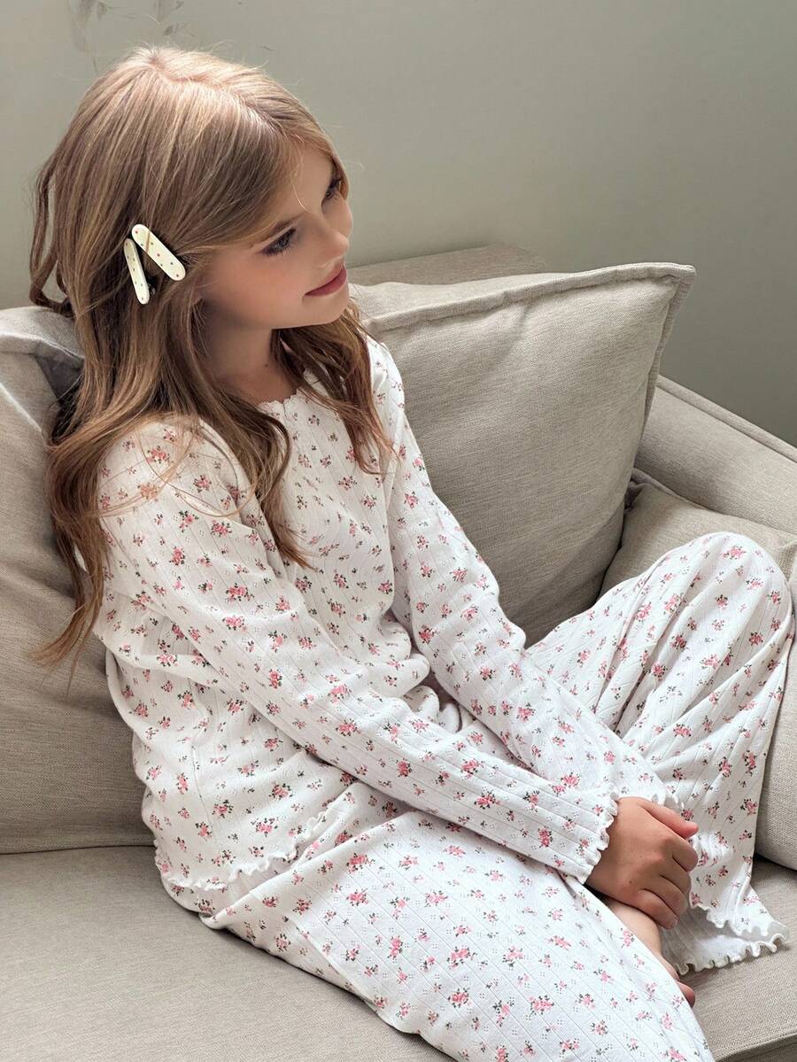 Hapijoa 青少年女孩休闲家居服睡衣，秋季 - 白色 - 查看 1