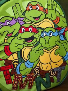TEENAGE MUTANT NINJA TURTLES | SHEIN 1个可爱卡通图案涤纶背包，背包，可调节肩带，男女通用，适合返校季使用 - 綠色 - 查看 6
