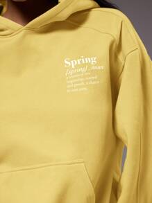 MUSERA Sweat à capuche ample et décontracté avec imprimé graphique "Printemps", idéal pour le printemps et l'été, décontracté et mignon pour les vacances - Jaune citron - Voir 6