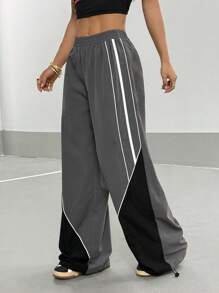 StreetHx Women's Streetwear Casual Contrast Color Straight Leg Pants Fall Cloth For Women