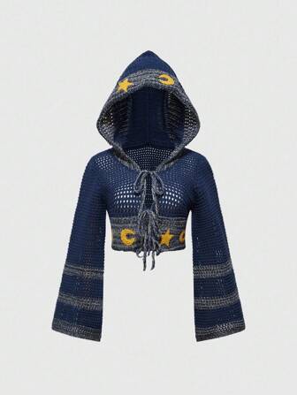 Hippie Hippie Bohemian Sun & Moon Print Hooded Cardigan