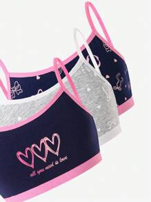 6 件套青少年女孩豹纹、心形、蝴蝶结、星星棉质吊带背心上衣女童背心多件装返校时尚 - 彩色 - 查看 4