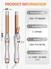 SHEGLAM HAIR It-Curl Rotating Hair Curling Iron, Multifunctional And Minimalist Design Graduation Birthday Holiday Summer Winter Autumn Women Makeup Party Beach Travel Camping Outdoors School Campus Festivals Decor Gift Present Rose Girl Best Color Charm Vibe Pink Christmas New Year Thanksgiving Day Valentine's Day - Silver - View 10