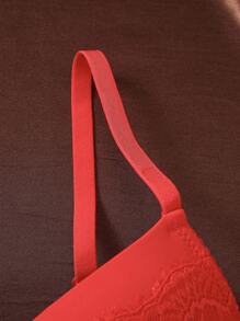 1 szt. koronkowy, patchworkowy, seksowny, romantyczny biustonosz bez fiszbin dla kobiet z małym biustem - Czerwony - Zobacz 7