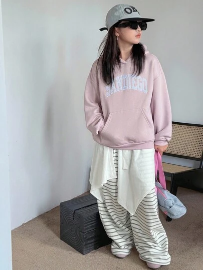 DAZY 少女针织抓绒卫衣，绣有字母图案，秋冬季