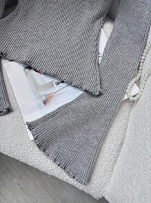 Franclia Women's Elegant, Youthful, Fashionable, Slim-Fit Asymmetrical Neck Flare Sleeve 3D Floral Knit Sweater, Autumn/Winter Knit Pullover Fall