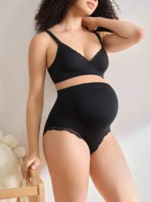 SHEIN 1pc Women Lace Trim Comfortable Maternity Underwear