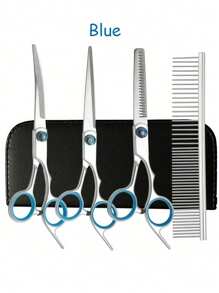 Bộ kéo cắt tỉa lông chuyên nghiệp cho chó mèo được trang bị kéo cong và lược thép không gỉ, cắt tóc, tỉa lông, kéo uốn, cắt tóc, kéo phẳng, kéo cắt mái, kéo cắt tóc mái, tông đơ cắt tóc, đồ dùng cần thiết cho mèo - Nhiều màu - Xem 2