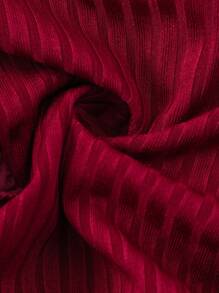 Glamorique Kids 女宝宝荷叶边盖袖罗纹网眼圆领夏季公主休闲连衣裙（配腰带） - 酒紅色 - 查看 4