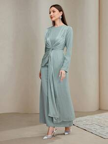 Veilorie 女士优雅纯色扭纹连衣裙