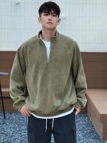 DAZY Men's Front Zipper Long Sleeve Simple Casual Top, Daily Wear Fall,Winter