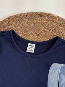 3pcs Baby Boy Casual Holiday Knit Blue T-Shirt, Plaid Overalls, Suspender Pants, Sun Hat Set, Suitable For Birthday Party, Banquet, Performance, Wedding, Month Celebration, Baptism And 1st Birthday, Baby Shower Event - Multicolor - View 8