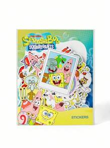 SpongeBob SquarePants | SHEIN 103张卡通图案贴纸套装，适合学生、青少年、男女，可用于笔记本、日记本、手工艺品等物品。也可用于滑板、笔记本电脑和行李箱的个性化装饰。可移除背胶，易于撕除不留残胶，包含章鱼哥、蟹老板、珊迪等卡通人物。 - 彩色 - 查看 6