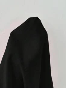 INAWLY 女式 V 领纯色宽松衬衫 T 恤，春夏 - 黑色 - 查看 4