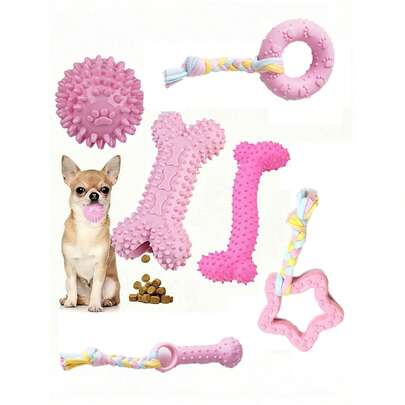 6 件/12 件装狗狗咀嚼玩具套装，宠物牙齿玩具，橡胶牙齿清洁玩具，互动缓解宠物焦虑活动配件，适用于中小型猫狗