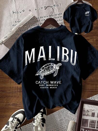 TaskSense Women's Loose Fit Round Neck Short Sleeve Letter Graphic T-Shirt