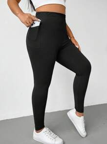 SHEIN Essnce Pantaloni capri estivi da donna taglie forti, set di 2 leggings, leggings neri con tasche, pantaloni da yoga e fitness, leggings comodi, abbigliamento autunnale da donna, completi da casa e tute jogger