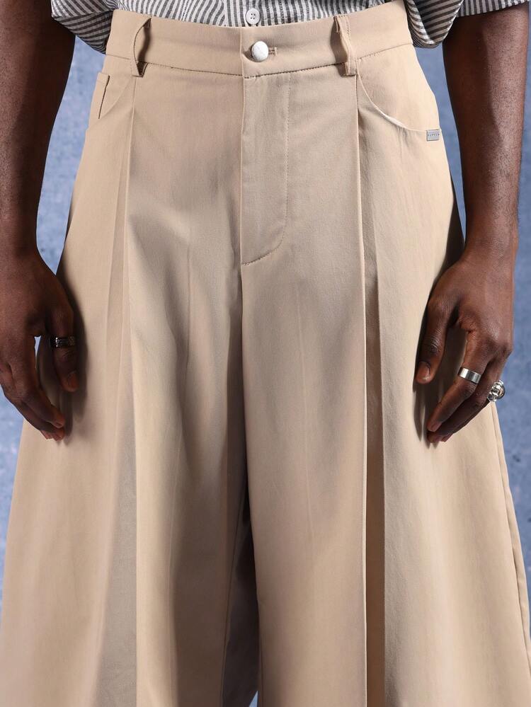 Wide Leg Pleated Trousers With High Waist