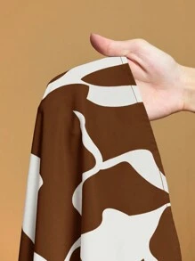 Slaydiva Plus Size Fashion Casual All-Over Print Drawstring Waist Loose Pants,Fall Clothes For Women - Brown - View 5