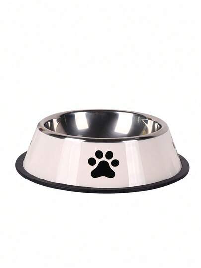 1 pieza Tazón de acero inoxidable de gran capacidad con estampado de huella de pata, antideslizante y duradero, tazón para perros medianos y grandes para alimentación y agua, accesorios para mascotas, regalos para amantes de las mascotas