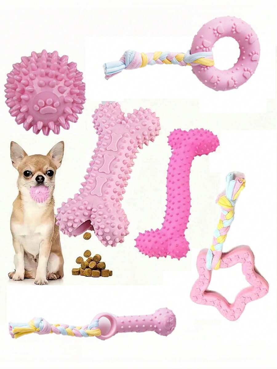 Zestaw 6/12 sztuk zabawek do żucia dla psów, zabawki dentystyczne dla zwierząt, gumowe zabawki do czyszczenia zębów, interaktywne i łagodzące niepokój akcesoria do aktywności dla zwierząt, odpowiednie dla średnich/małych kotów i psów
