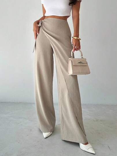 Firerie Women's Elegant New Daily Casual Fashion Commuting Office Multifunctional Solid Color Khaki Wrapped Pants Loose Wide Leg Pants, Fall Women,Teacher For Women,Back To School,Winter For Women, Fall Women, Old Money Style Women, Office For Women