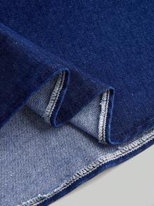 Ontre Tween Girl Floral Print Ruffle Hem & Sleeve Casual Dress - Medium Wash - View 6