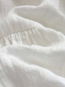 Bộ đồ liền thân tay ngắn cổ Peter Pan màu trơn cho bé trai kèm quần short, phong cách thường ngày đa năng - trắng - Xem 6