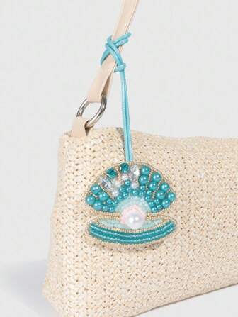 Fairycore 1pc Colorful Bohemian Style Handmade Beaded Shiny Ocean Creature Pendant, Vacation Bag Charm Decor