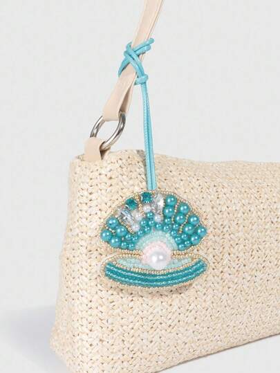 Fairycore 1pc Colorful Bohemian Style Handmade Beaded Shiny Ocean Creature Pendant, Vacation Bag Charm Decor