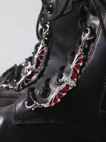 Grunge Punk 2 pièces Décorations de chaussures/bottes mini chauve-souris gothiques, cadeau pour fête de vacances, Halloween