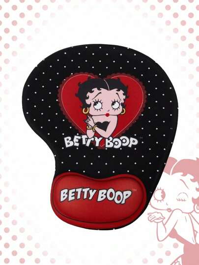 Betty Boop | ROMWE Polka Dot & Cartoon Pattern Anti-Slip, Water-Resistant, Thick Wrist Rest Mouse Pad