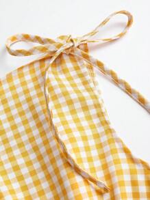 Sweetra 女士优雅法式纯色格子肩带腰部修身休闲通勤百搭背心，春夏