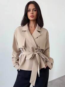 Firerie Women Trench Coats,Graduation,Teacher Outfits For Women,Back To School In Fall/Winter - Apricot - View 7
