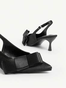 CUCCOO CHICEST 女士尖头小猫跟高跟鞋，蝴蝶结装饰，优雅甜美浪漫百搭时尚舒适鞋，适合哥特式、经典黑色、正式场合、派对、工作场所、婚礼、节日 - 黑色 - 查看 9