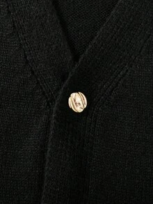 Manfinity EZcore Men's Solid Color V-Neck Long Sleeve Single-Breasted Black Cardigan , Fall Winter