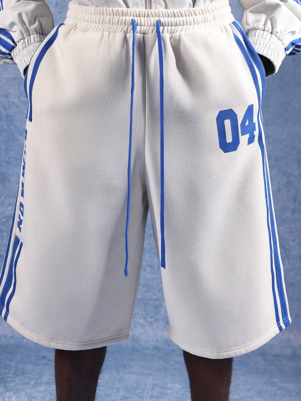 Pantalones cortos de baloncesto de pierna ancha con rayas laterales