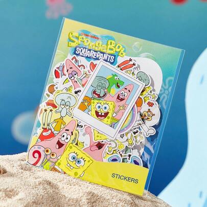SpongeBob SquarePants | SHEIN 103pcs Cartoon Pattern Sticker Set, Suitable For Students, Teenagers, Women And Men, Applicable To Notebooks, Diaries, Handicrafts And Similar Items. It Can Also Be Used As Personalized Decoration On Skateboards, Laptops And Luggage. Removable Adhesive, Easy To Peel Off Without Residue, Squidward Tentacles,‌Eugene H. Krabs,Sandy Cheeks