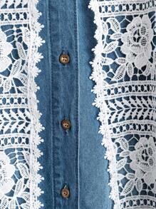 EMERY ROSE معطف نسائي كبير الحجم بدون أكمام مزخرف بالدانتيل، مناسب للخريف والصيف