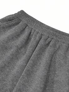SHEIN Women's Elastic Waist Wide Leg Loose Casual Sweatpants Fall Cloth For Women - Grey - View 5