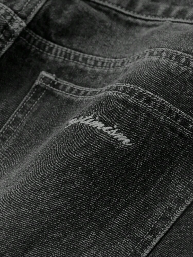 Men's Solid Color Casual Loose Cargo Jeans, Autumn