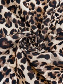 SHEIN Clasi Women's Reversible Leopard Print Drawstring Casual Jacket In Fall/Winter - Khaki - View 8