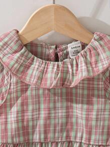 Souflis Souflis 2pcs Baby Girls Casual Retro Cardigan Jacket Long Sleeve Top And Plaid Retro Jumpsuit Set With Hat Baby Girl School Clothes Plaid Plaid Baby Clothes Baby Clothes Set Baby Girl Outfit Set Baby Girl Clothes Plaid Baby Girl Clothes Fall - Multicolor - View 6