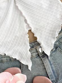 SHEIN Tween Girl Casual Minimalist Comfortable Cropped Asymmetric Hem Camisole