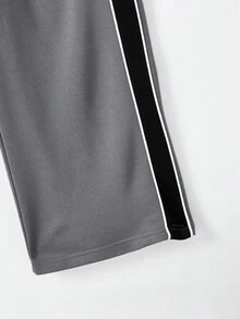 2 件青少年男童休闲插肩袖运动衫和运动裤套装，印花 - 深灰色 - 查看 7